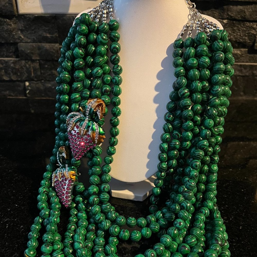 Sassy Jones Persephone Necklace - Malachite w/ Brooches Removable
